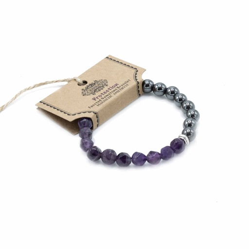 [FGemB-03] Pulsera de Piedra Preciosa Tallada - Amatista Magnética