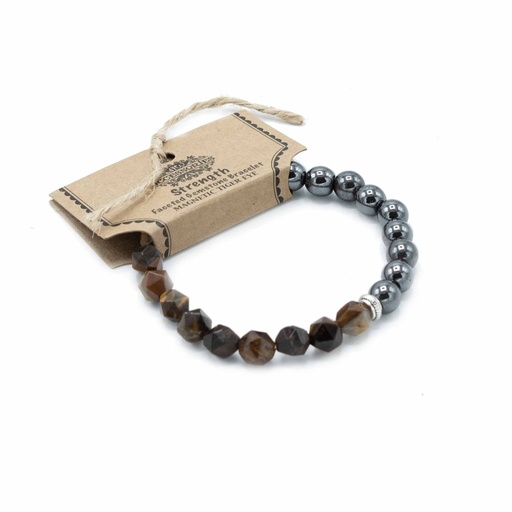 [FGemB-04] Pulsera de Piedra Preciosa Tallada - Ojo de Tigre Magnético