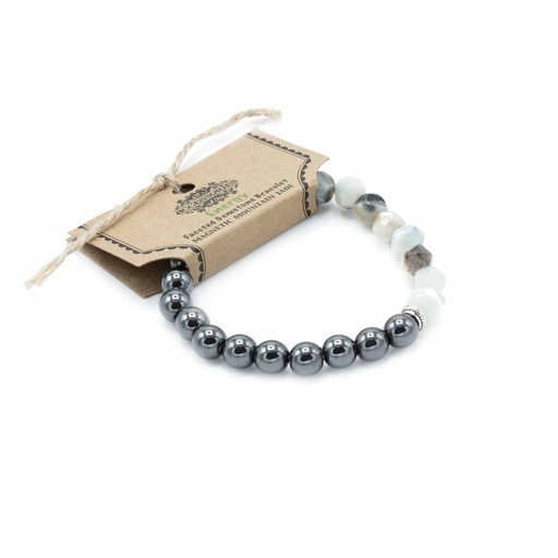 [FGemB-05] Pulsera de Piedra Preciosa Tallada - Jade de Montaña Magnético