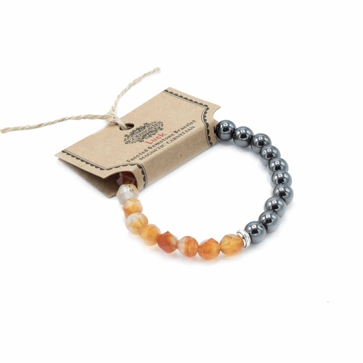 [FGemB-07] Pulsera de Piedra Preciosa Tallada - Cornalina Magnético