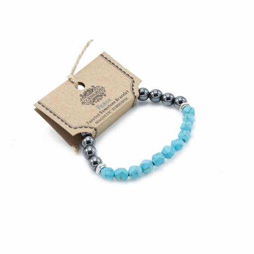 [FGemB-09] Pulsera de Piedra Preciosa Tallada - Turquesa Mágnetica