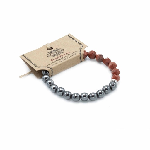 [FGemB-10] Pulsera de Piedra Preciosa Tallada - Jaspe Rojo Magnético