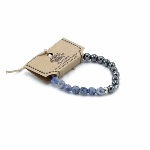 [FGemB-11] Pulsera de Piedra Preciosa Tallada - Sodalita Magnética
