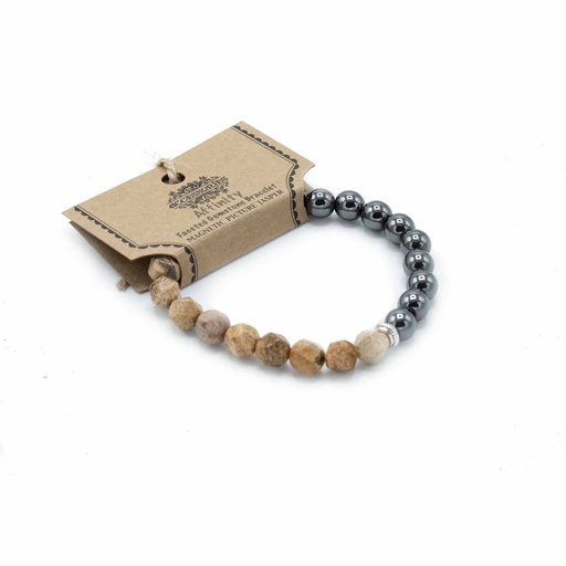 [FGemB-12] Pulsera de Piedra Preciosa Tallada - Jaspe Rayado Magnético