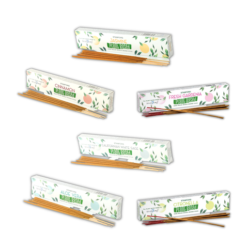 [SPBMi-Set01] Cajas de Incienso Masala a base de Plantas Variadas - Aloe Vera, Salvia Blanca Californiana, Canela, Citronela, Gardenia Fresca, Jazmín