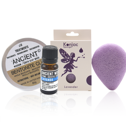 [BNDL-21] Esponja Konjac Morada, Arcilla y Aceite Esencial