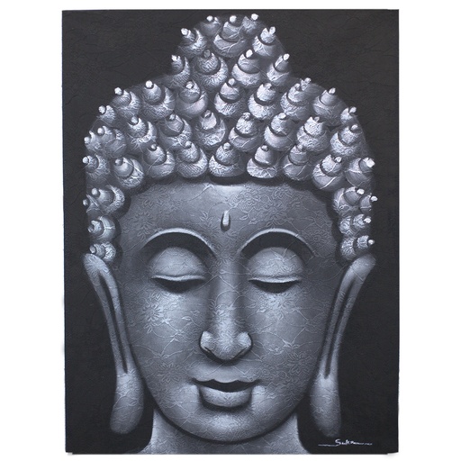 [BAP-06] Cuadro de Buda - Detalle de Brocado en Gris