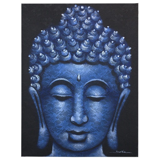 [BAP-07] Cuadro de Buda - Detalle de Brocado en Azul