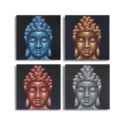 [BAP-16] Set de 4 Detalles de Cabezas de Buda en Arena 40x40cm