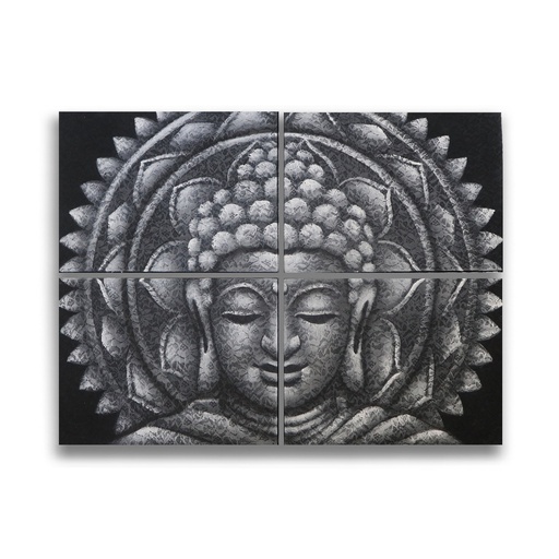 [BAP-18] Detalle de Brocado de Mandala de Buda Gris 30x40cm x 4