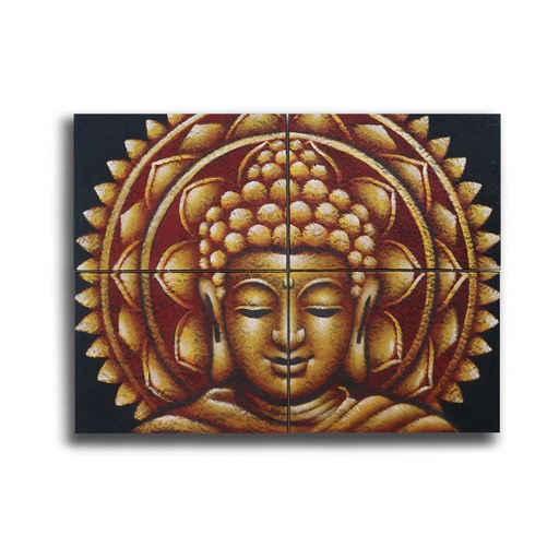 [BAP-19] Detalle de Brocado de Mandala de Buda Dorado30x40cm x 4