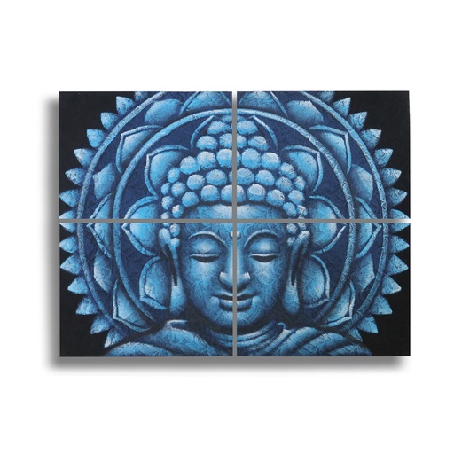 [BAP-20] Detalle de Brocado de Mandala de Buda Azul30x40cm x 4