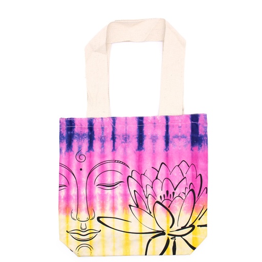 [TDB-02] Bolsas de Algodón "Tie Dye" (170g) - 38x42x12cm - Lotus Buddha - Multi Color - Asa Natural