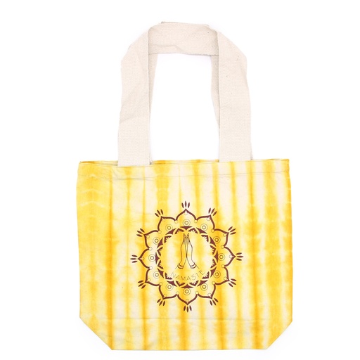 [TDB-09] Bolsas de Algodón "Tie Dye" (170g) - 38x42x12cm -  Namaste Hands - Yellow - Asa Natural