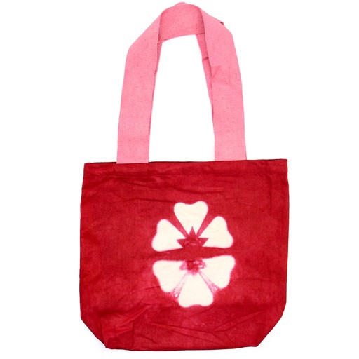[NTDB-04] Bolsa de Algodon Natural con Diseño "Tie Dye" (220g)- 38x42x12cm - Flor Granate - Asa Rosa