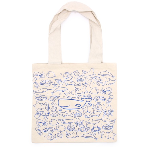 [COTT-11] Bolsas de Algodón Grande - 38x42cm - Vida Marina - 280g