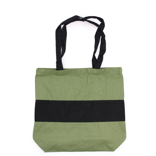 [COTT-13] Bolsas de Algodón de Dos Tonos - 38x42x12cm - Verde y Negra - 280g
