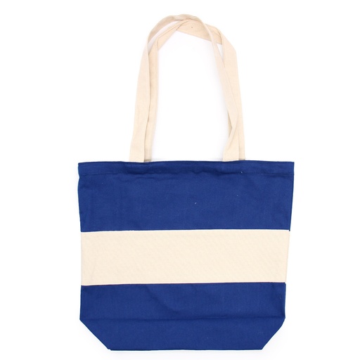 [COTT-14] Bolsas de Algodón de Dos Tonos - 38x42x12cm - Natural y Azul - 280g