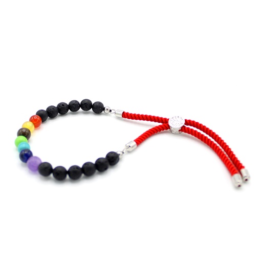 [GemSB-05] Pulsera de hilo rojo con Piedras Vólcanicas