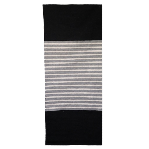 [ICR-03] Alfombra India de Algodón - 70x170cm - Negro / Gris