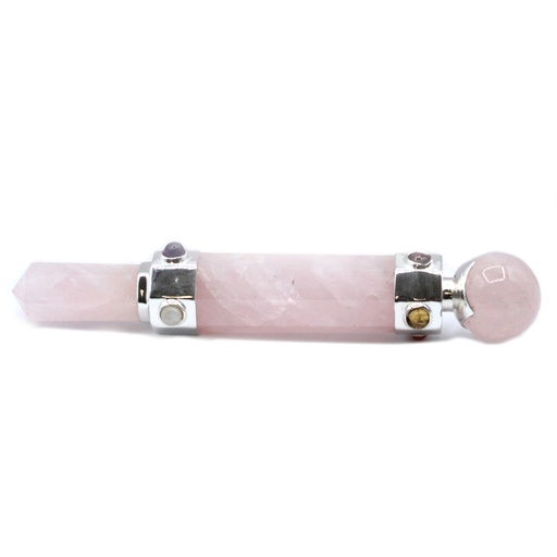 [HWand-57] Varita Curativa de Cristal Hexagonal - 12 cm - Cuarzo Rosa