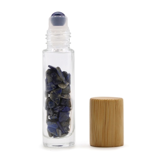 [CGRB-02] Botella de rodillo de aceite esencial de piedras preciosas - Sodalita - Tapa de madera