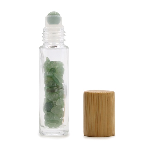[CGRB-04] Botella de rodillo de aceite esencial de piedras preciosas - Aventurina - Tapa de madera