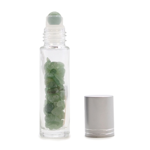 [CGRB-11] Botella de rodillo de aceite esencial de piedras preciosas - Aventurina - Tapa plateada
