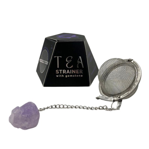 [CGTS-01] Colador de té de piedras preciosas de cristal crudo - Racimo de amatista