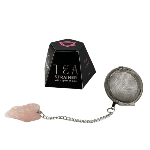 [CGTS-05] Colador de té de piedras preciosas de cristal crudo - Cuarzo rosa