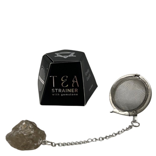 [CGTS-06] Colador de té de piedras preciosas de cristal crudo - Cuarzo ahumado