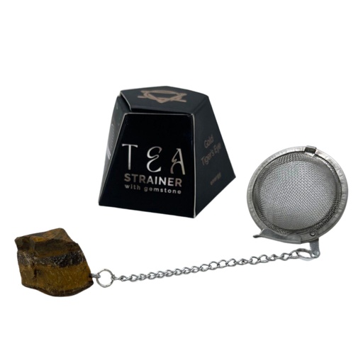 [CGTS-09] Colador de té de piedras preciosas de cristal crudo - Ojo de tigre dorado