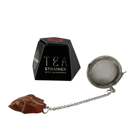 [CGTS-10] Colador de té de piedras preciosas de cristal crudo - Jaspe rojo