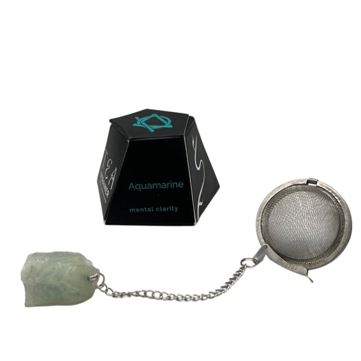 [CGTS-12] Colador de té de piedras preciosas de cristal crudo - Aguamarina