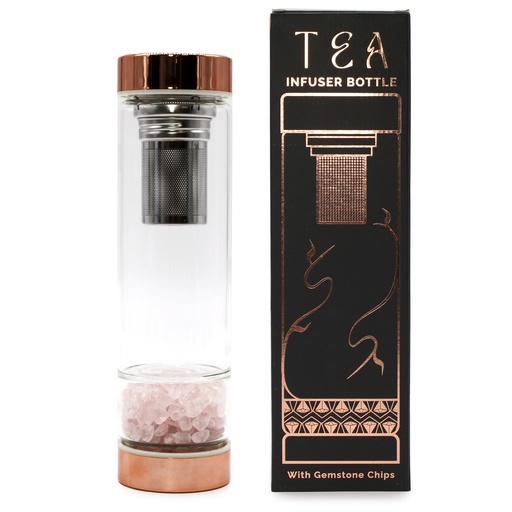 [CGTIB-02] Botella de cristal para te  - oro rosa - Cuarzo rosa