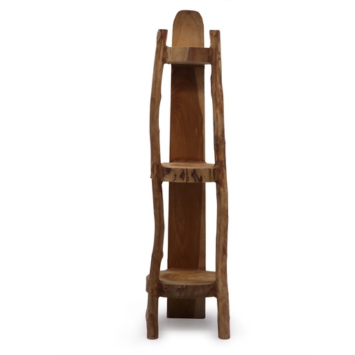 [TDS-04] Mueble esquinero 3 estantes en teca natural - 90cm altura