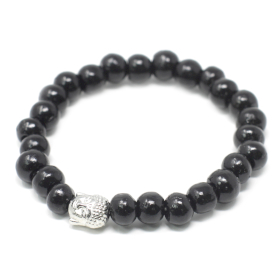 [Nbang-06] Cuentas de madera oscura y brazalete Buddah