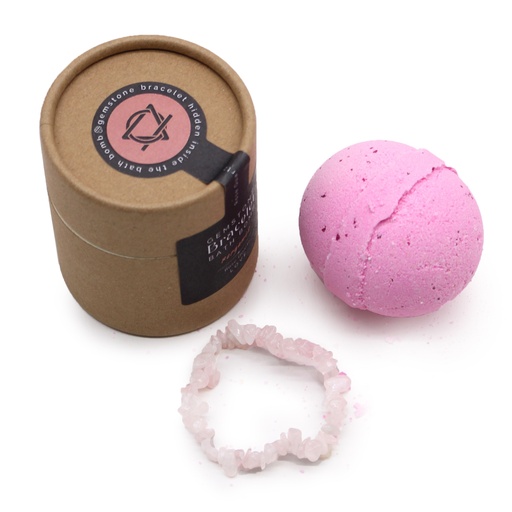 [GBBB-03] Bomba de baño con pulsera de gemas de cuarzo rosa