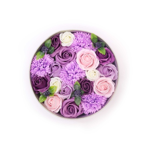 [SFBX-07] Caja Redonda - Rosa Lavanda Y Clavel