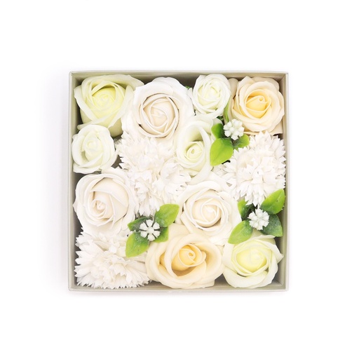 [SFBX-10] Caja Cuadrada - Bendiciones de Boda - Blanco y Marfil