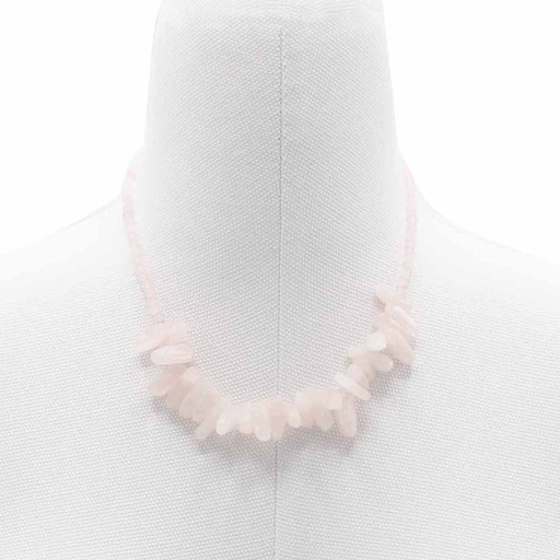[LSNK-01] Collar de gemas Longstone - Cuarzo rosa