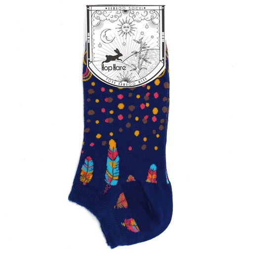 [BamSL-03F] Calcetines bajos de bambú Hop Hare S/M (36-40) - Plumas de India