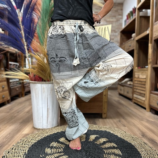 [YFP-01] Pantalones de yoga y festival - Estampado Himalayan High Cross en gris