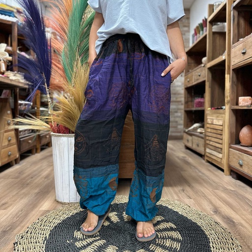 [YFP-02] Pantalones de yoga y festivales - Estampado Himalayan High Cross en morado