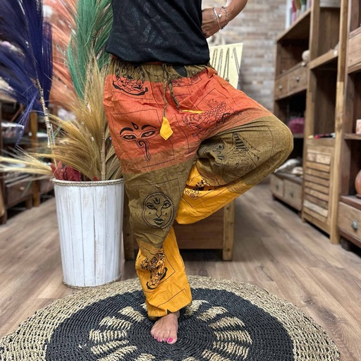 [YFP-03] Pantalones de yoga y festivales - Estampado Himalayan High Cross en naranja