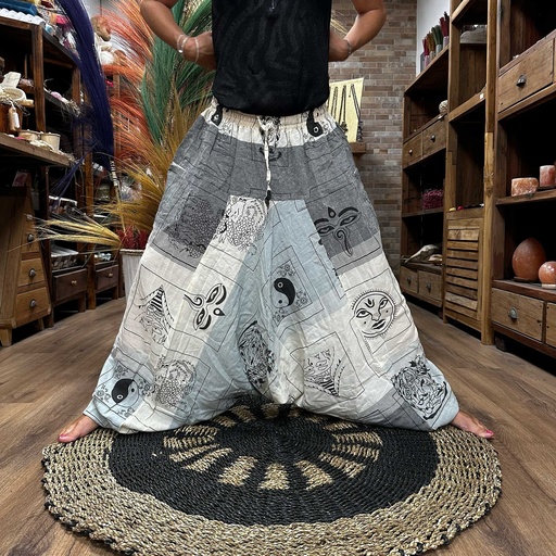 [YFP-04] Pantalones de yoga y festival - Aladdin Himalayan Print en gris