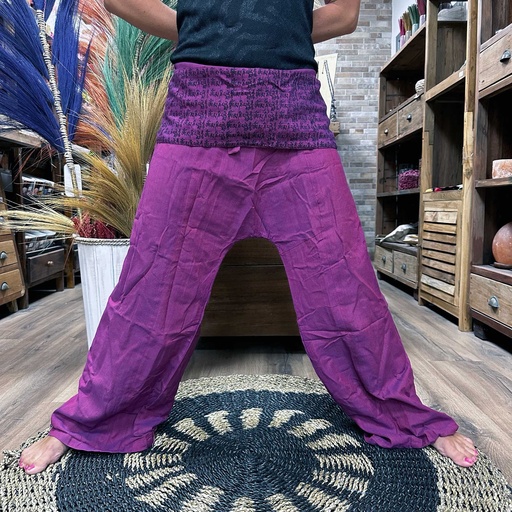 [YFP-08] Pantalones de yoga y festivales - Mantra mandala del pescador tailandés en morado