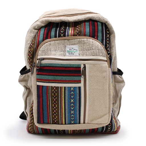 [HempB-12] Mochila grande de cáñamo - Estilo cremalleras rectas