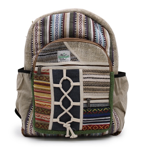 [HempB-13] Mochila grande de cáñamo - Estilo cuerda y bolsillos