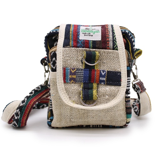 [HempB-16] Bolsa de viaje Body-Cross de cáñamo natural y Jhari